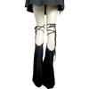 Women Punk Lace Up Straps Flared Leg Warmers Japanese Harajuku Eyelets Knee Length Foot Cover Long Tube Socks Streetwear