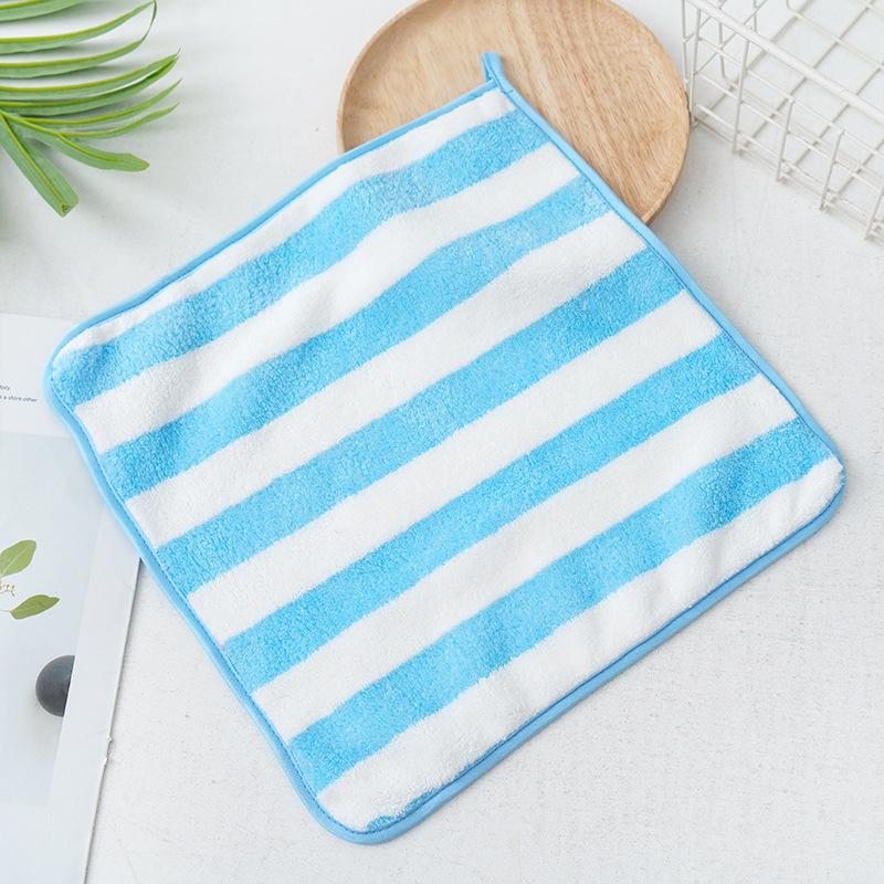 30 * 30cm Coral Fleece Towel with Striped Design Absorbent and Soft Skin Friendly Children's Face Towel Is Not Prone To Pilling