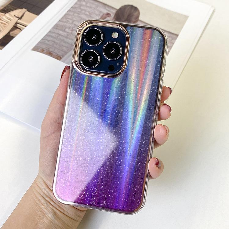 Phone Case for IP13pro, Anti-Drop IMD Powder Gradient with Aurora, Simple and Fashionable