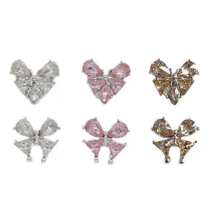 Fertige Maniküre Liebe: Glänzende Strass Schmetterling & Zirkon Nailart Dekorationen