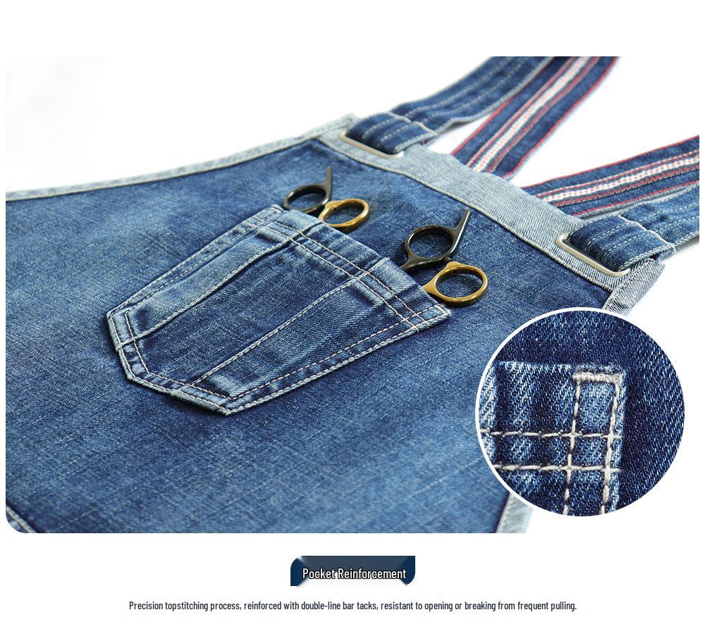 Washable Cotton Denim Apron for Catering, Painting, and Hairdressing