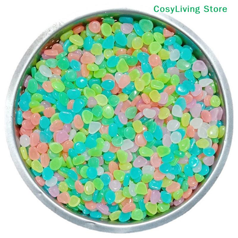 100Pcs/Bag Outdoor Luminous Stones Garden Pebbles Fish Tank Decoration Glow In Dark Mixed Color Pebble Rocks Aquarium Decor