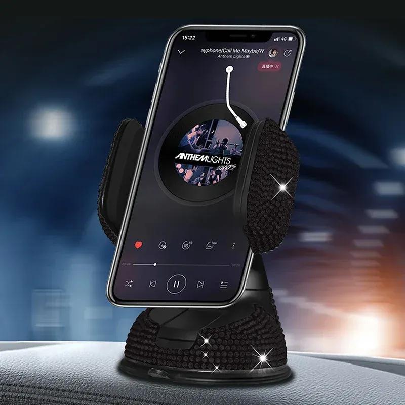 Elegant Rhinestone Car Phone Holder Universal Rotatable Secure Perfect for Easy Navigation and Style Interior Woman Accessories
