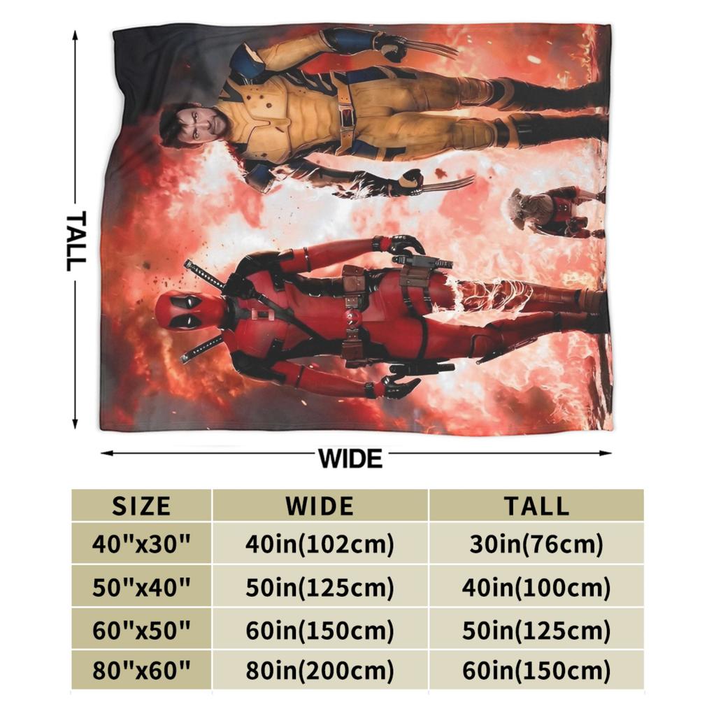 Deadpool and Wolverine Blanket Superhero Comedy Dogpool Plush Awesome Warm Throw Blanket for Bedspread Decoration
