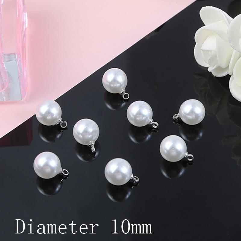 

10pcs Imitation ABS Pearl Round Beads Charm Pendant for Earrings Bracelet Necklace Choker DIY Ear Stud Jewelry Findings Making