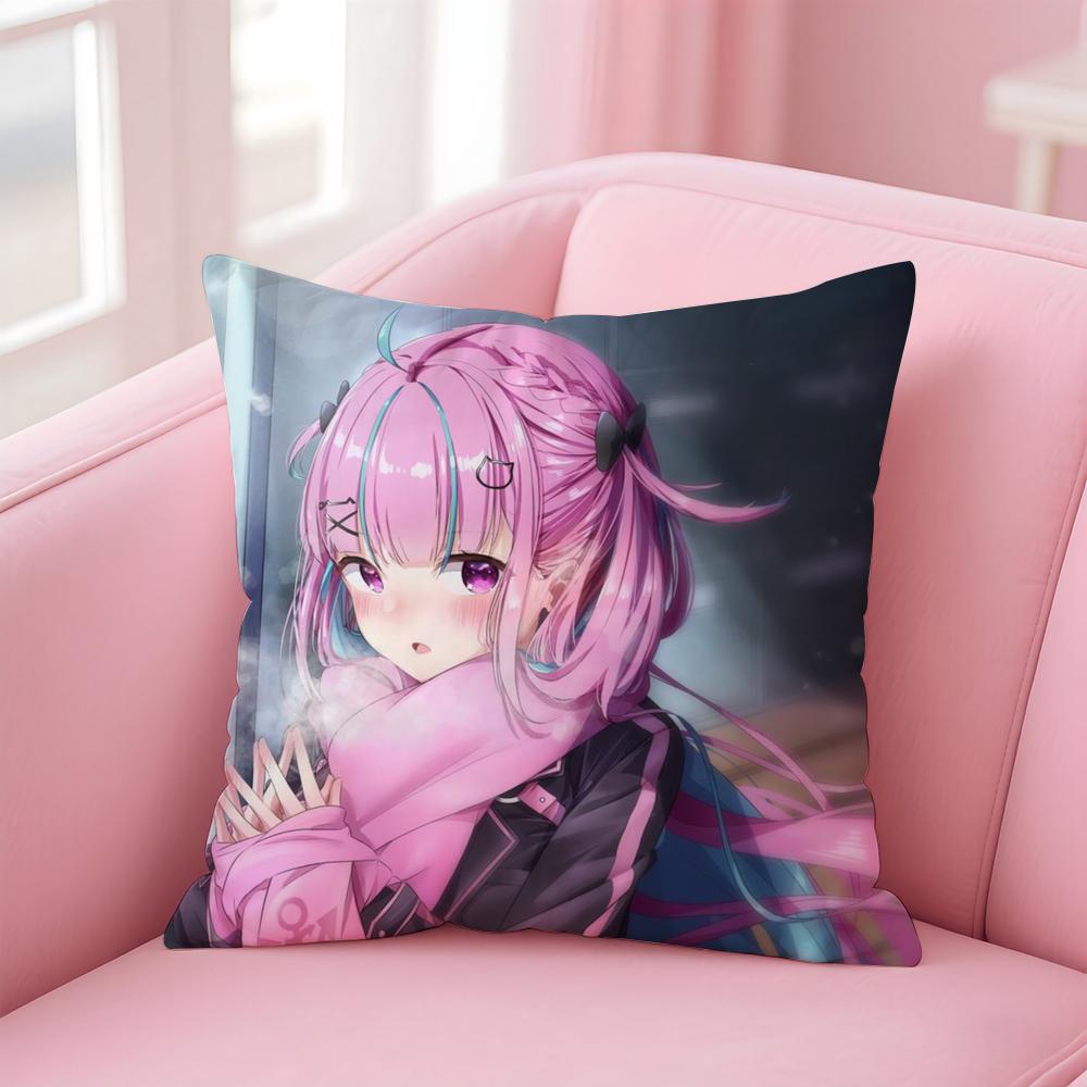 H-Hololive M-Minato Aqua Cushion Cover Comfortable Reversible Pillow Cover Ideal for Car Sofa Bedroom & Beyond