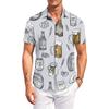 Men's Casual Loose Fit Short Sleeve Button Down Shirt Beer Festival Print Lightweight Breathable Fabric Summer Style