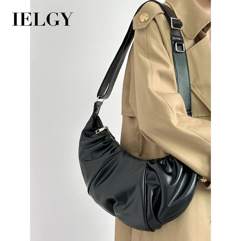 Ielgy Style Korean Version Pleated Pod Bag Female Large Capacity Croissant Shoulder Messenger Bag