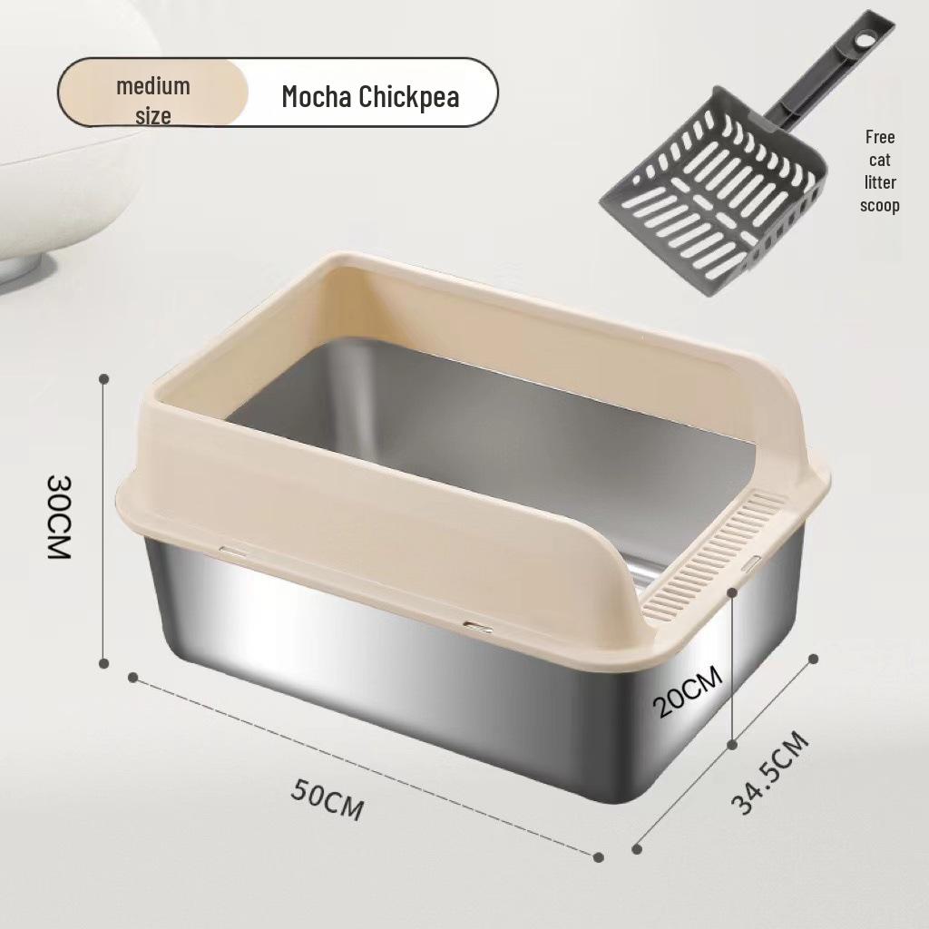 

Очень большой кошачий туалет из нержавеющей стали с высоким ограждением, защитой от брызг и полузакрытой конструкцией