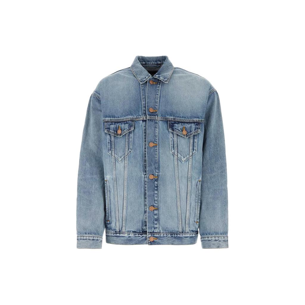 Balenciaga Large Fit Grafitti Backlogo Denim Jacket 678354TDW143341