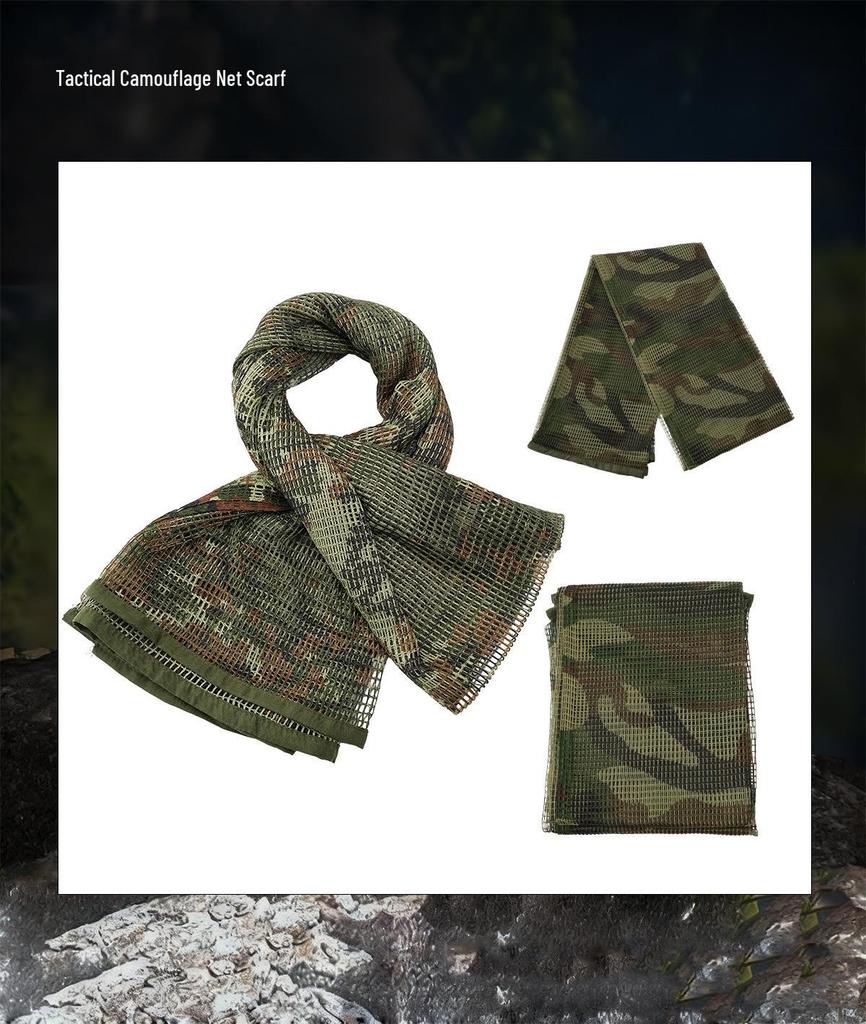 Jungle Camouflage Tactical Scarf: Breathable Concealment Net, Multi-purpose Desert Neck Gaiter & Face Veil Headscarf.