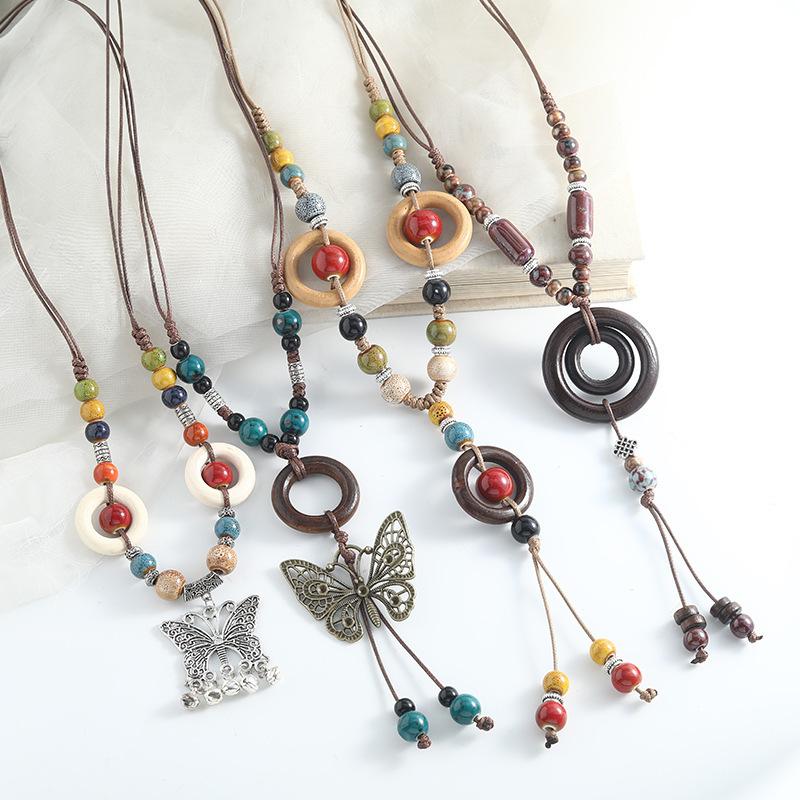 Jingdezhen ceramic necklace popular hand-woven jewelry literary gifts merchandise antique beaded girls