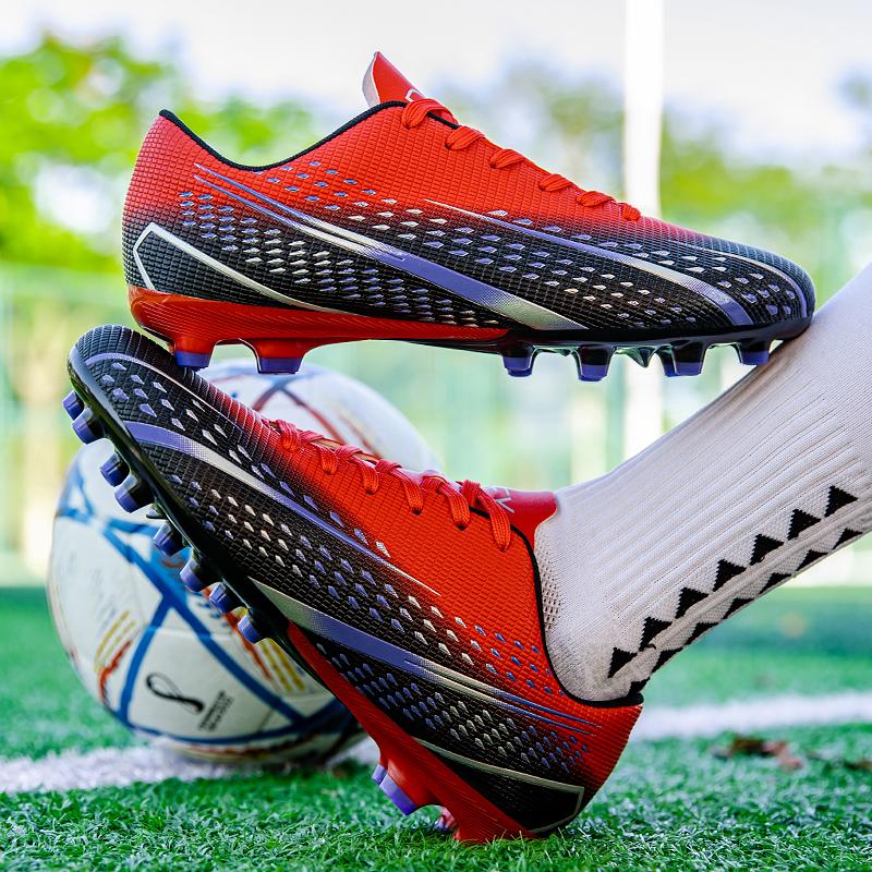 Unisex Football Boots Men's High -top Elastic Socks Mouth Leather Art Lawn Long Nail Football Shoes Children Big Size Football Boots