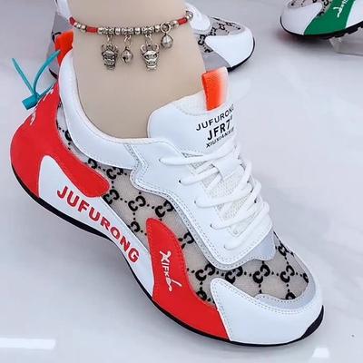 Damen Freizeitsneaker Sommer Neu Druck Mode Atmungsaktives Mesh Schnürschuhe Sportschuhe für Damen Designerschuhe Zapatos De Mujer