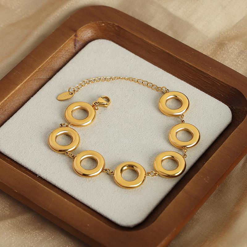 Modern Geometric Gold-Plated Titanium Steel Bracelet & Earring Set