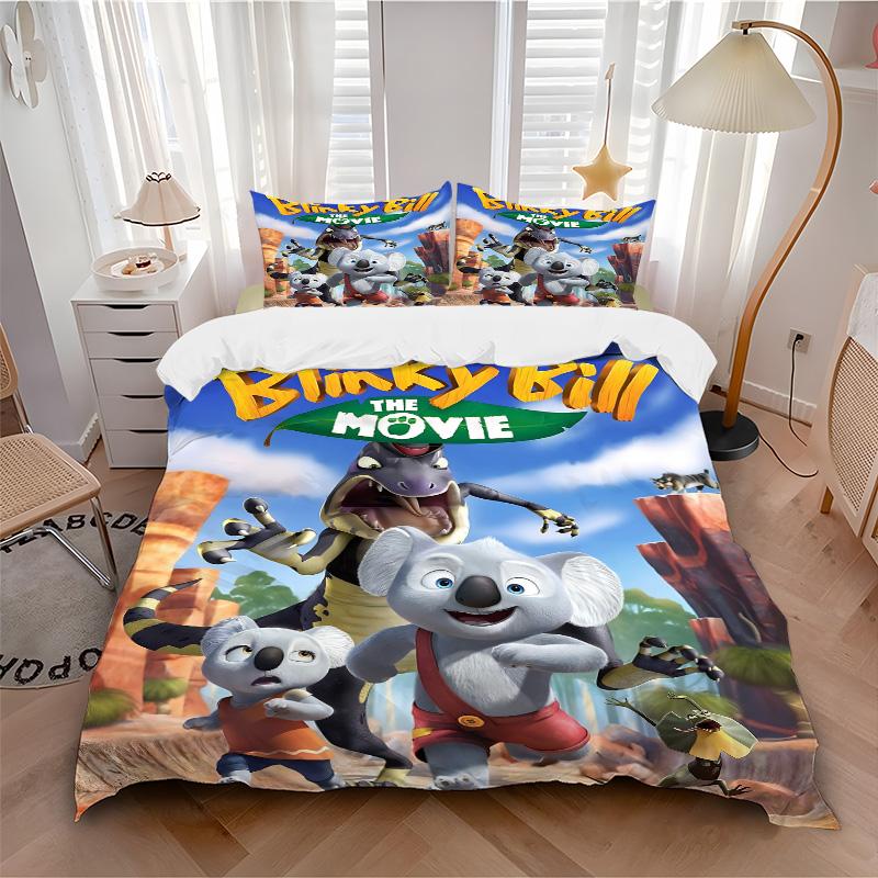 Blinky Bill Koala Adventure Print 3Pcs Bedding Set,Duvet Cover with 2 Bedro,Pillowcase Home Birthday Gift