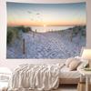 TUGCAY Ocean Beach Tapestry Sunset Seabird Seaside with Grass Wall Hanging Tapestries Nature Landscape Tapestry for Bedroom Living Room Dorm Decor,