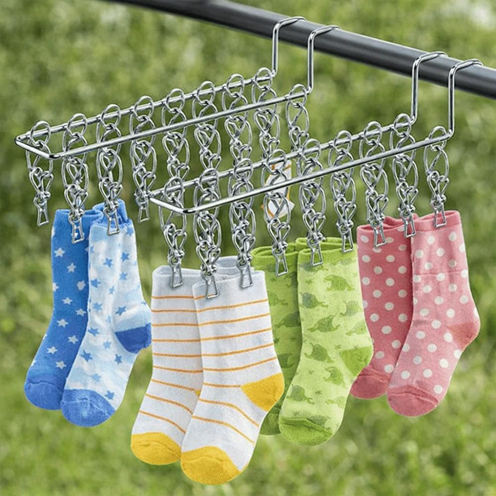 Stainless Steel Socks Drying Rack 10/16 Clips Window Net Clothespin Durable Socks Clips  Closet