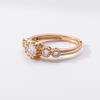 Champagne Gold Zircon Princess Ring: Mori-Style Japanese & Korean Adjustable Fashion Jewelry for Women