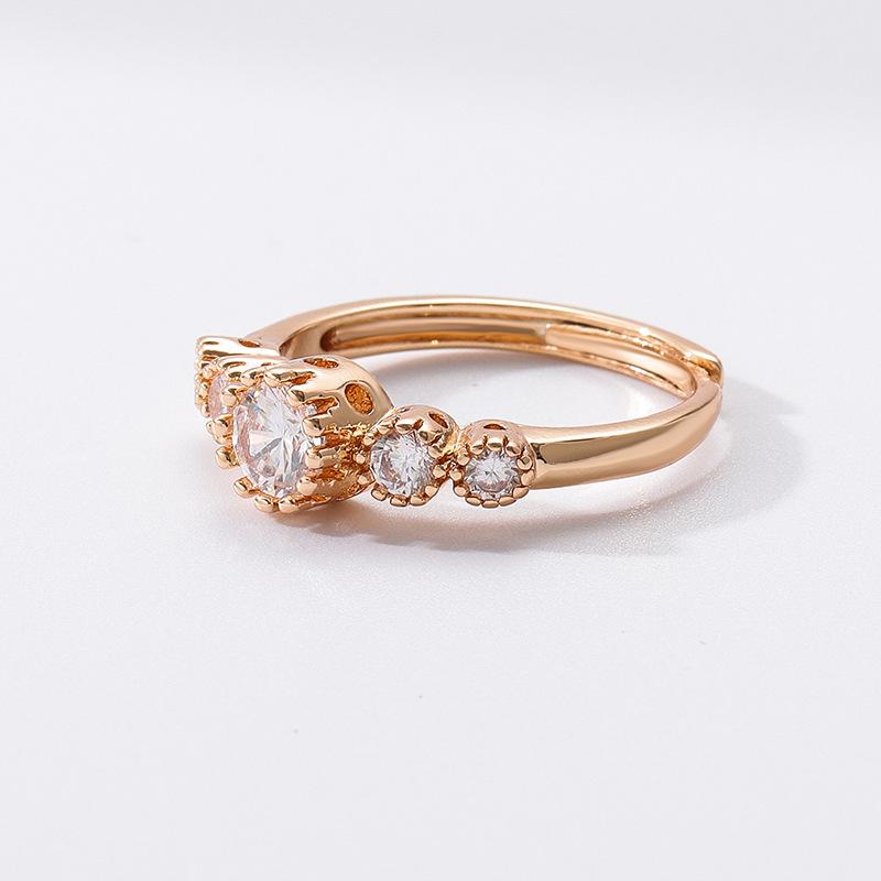 Champagne Gold Zircon Princess Ring: Mori-Style Japanese & Korean Adjustable Fashion Jewelry for Women