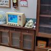 Mini TV Real Video Playback Mini Working TV for Doll Houses 1/12 Scale with Rotatable Antenna USB Rechargeable Battery Miniature Furniture Toy Gift