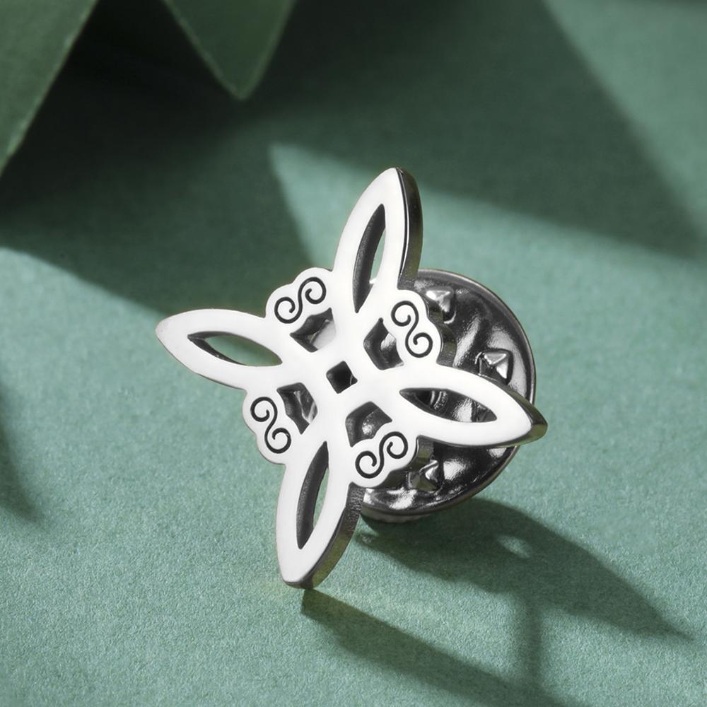 Dawapara Witch Knot Brooch Pins Celtics Trinity Knot Triquetra Symbol Good Luck Sacred Geometry Wiccan Jewelry Stainless Steel