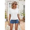 2026 Summer New Hollow-Out Round Neck Short Sleeve Women's Casual Solid Color T-Shirt