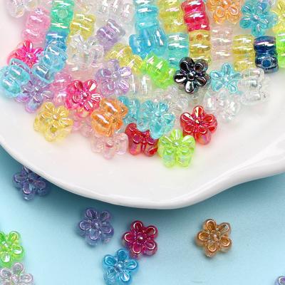 Bracelet Necklace Spacer Beads DIY For Jewelry Making Plum Blossom Beads 200pcs 7mm Acrylic AB Plating Loose Handmade Accessories