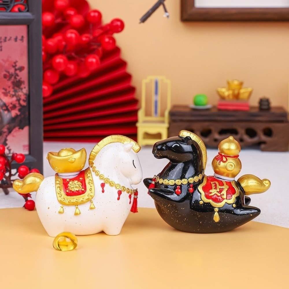 Chinese Style 2026 Horse Year Mascot Resin Horse Statue Horse Figures Ornament  Table Desk