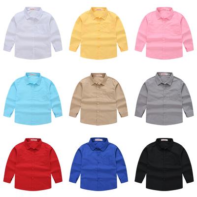 Nuovo Arrivo Camicia per Bambini con Colletto da Abito in Stile Western, Camicia a Maniche Lunghe a Tinta Unita per Bambini e Bambine