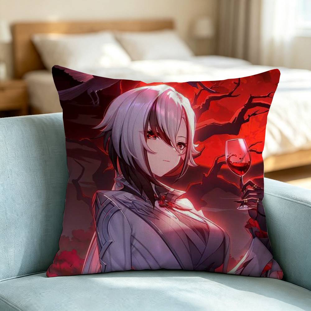 Genshin Impact Arlecchino-O Pillow Case Square Double-Sided Sofa Cushion Cover Bedroom Bedside Pillow Gift