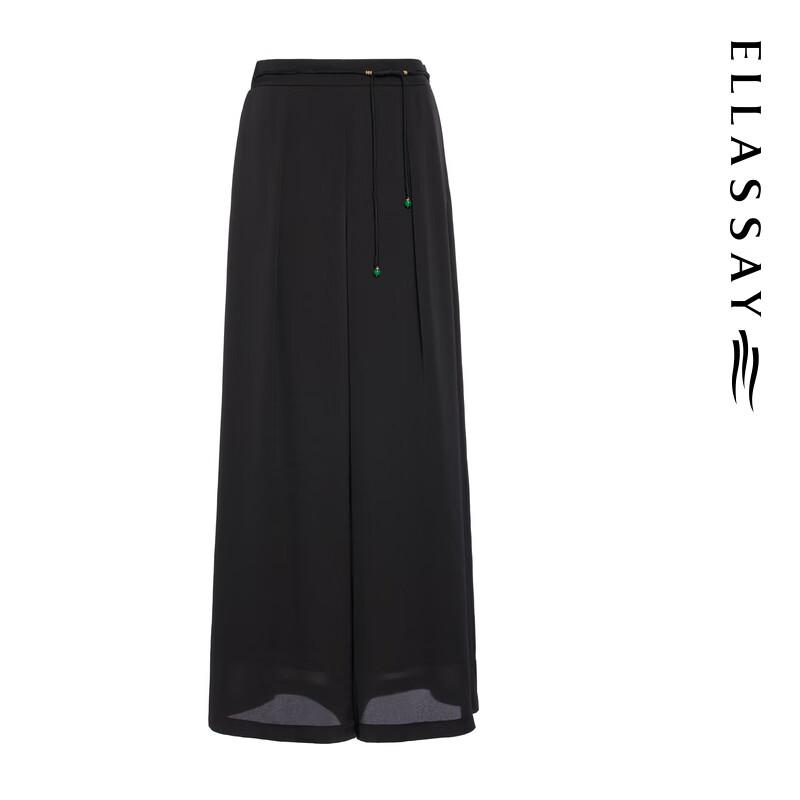 ELLASSAY Women's Beaded Tie-Waist Sheer Casual Pants