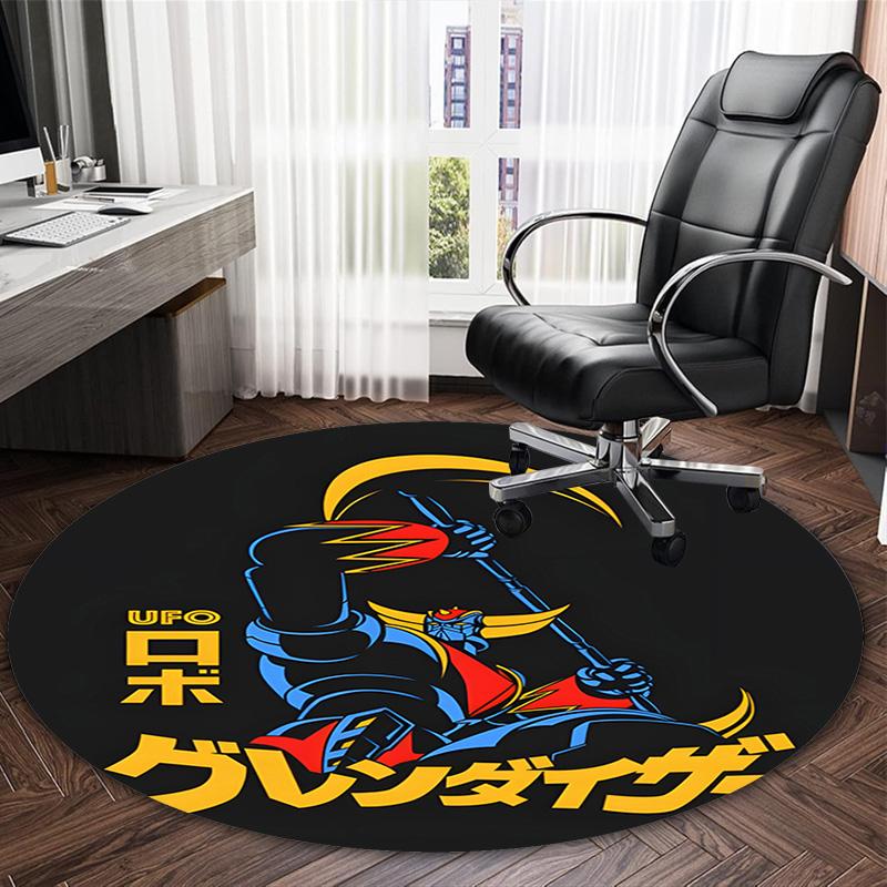 1pc UFO Robot Grendizer2 Print Round Carpet Chair Round Carpet Suitable for Bedroom Living Room Home Decorative Carpet
