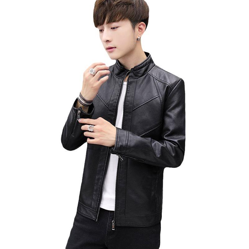 Autumn and winter new locomotive leather jacket men's jacket slim youth trend versatile handsome PU leather jacket