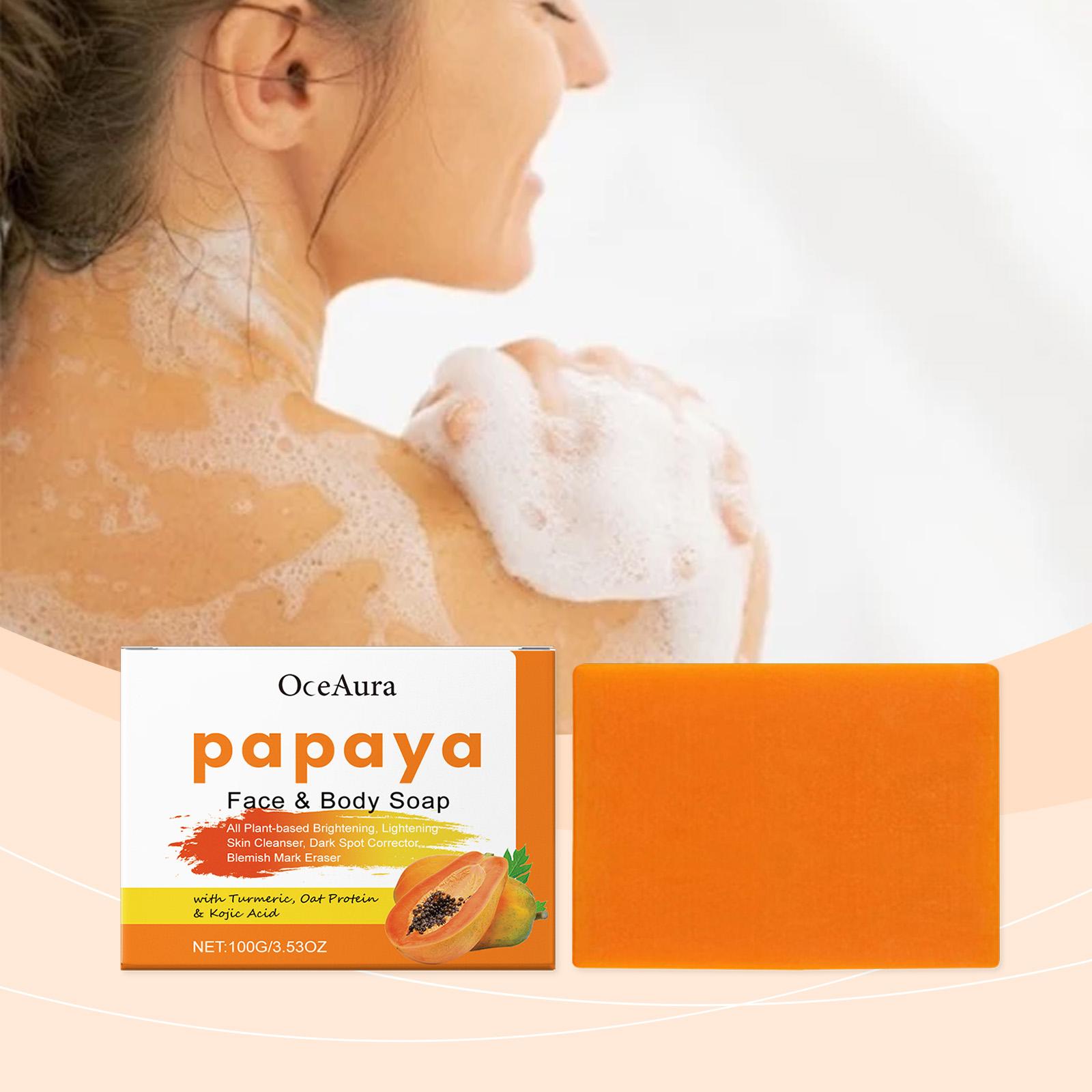 

Body Cleansing Soap Brightening Remove Dark Spots Remove Dirt Exfoliating Smooth Shrink Pores Moisturizing Papaya Whitening Soap 100g