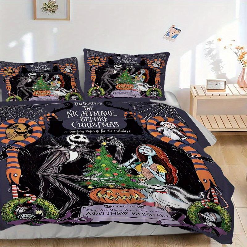 3pcs Tim Burton's the Nightmare Before Christmas Print Cover Set Ultra Soft, Breathable, and Comfortable Bedding with Stylish Design for Bed