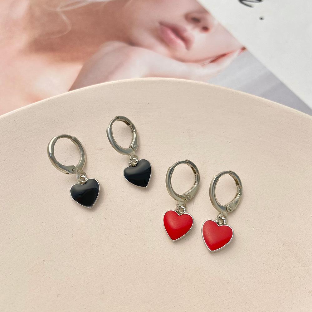 Lovely Heart Hoop Earings For Women Red Heart Hoops Earrings Jewelry