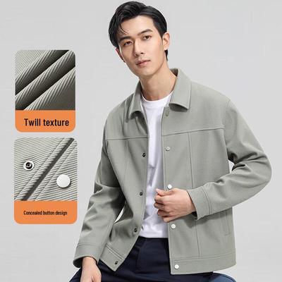 Fengmao Men's Solid Color Casual Lapel Jacket