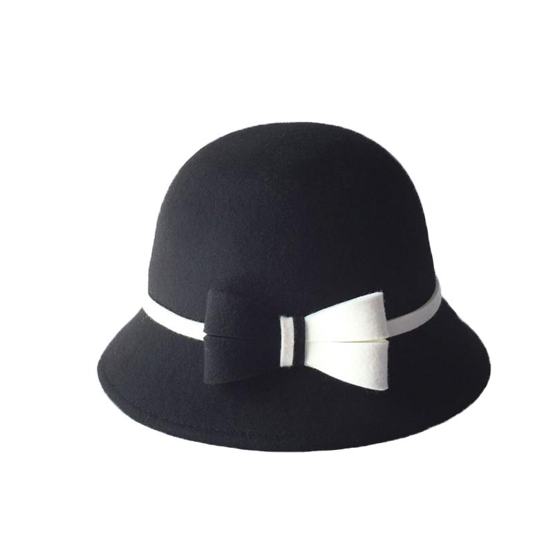 Weibliche Fedoras Wolle Hut Erwachsene Winter Warme Fedoras Hüte Breiter Krempe Fischer Kappe Herbst Winter Becken Kappe Elegante Bogen kappe B-8788