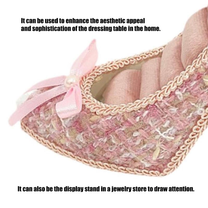 Fabric And Plastic Jewelry Display Stand For Earrings Rings High Heel Design Accessory Rack for Home Tabletop Dresser
