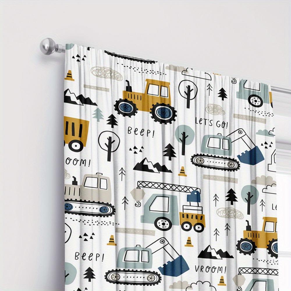 Cartoon engineering vehicle printed curtains   Christmas decorations   bedroom and living room   home decoration   room decoration