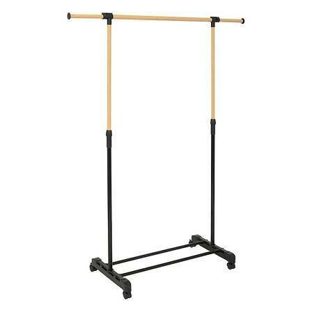 CLOTHES HANGER, single, wooden, ADJUSTABLE, on wheels