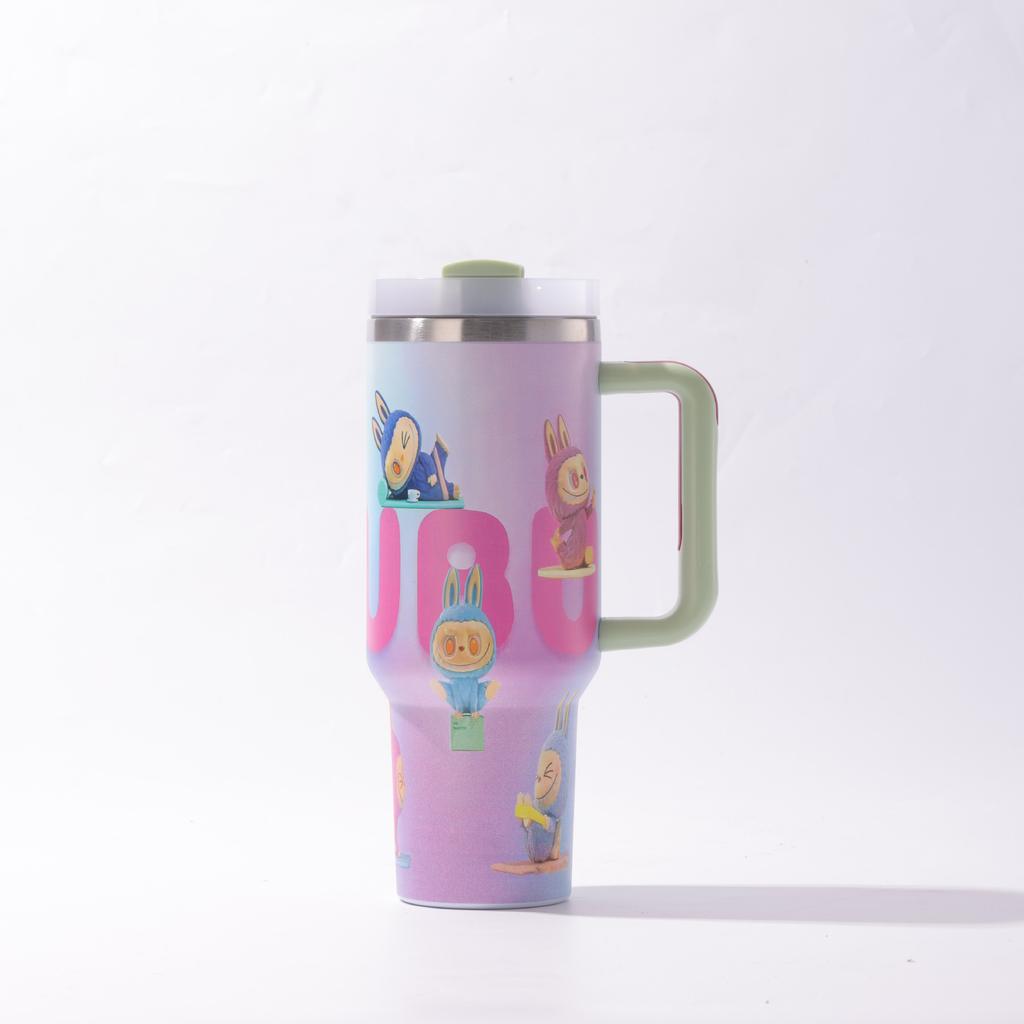 0oz Car Cup Thermos Cup Bingba Cup with Handle Strap Straw Cup