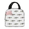 AR-15 Tan Camo Gun - White Insulated Lunch Bag for Women Children Leakproof Food Boxes Thermal Lunch Box Tote