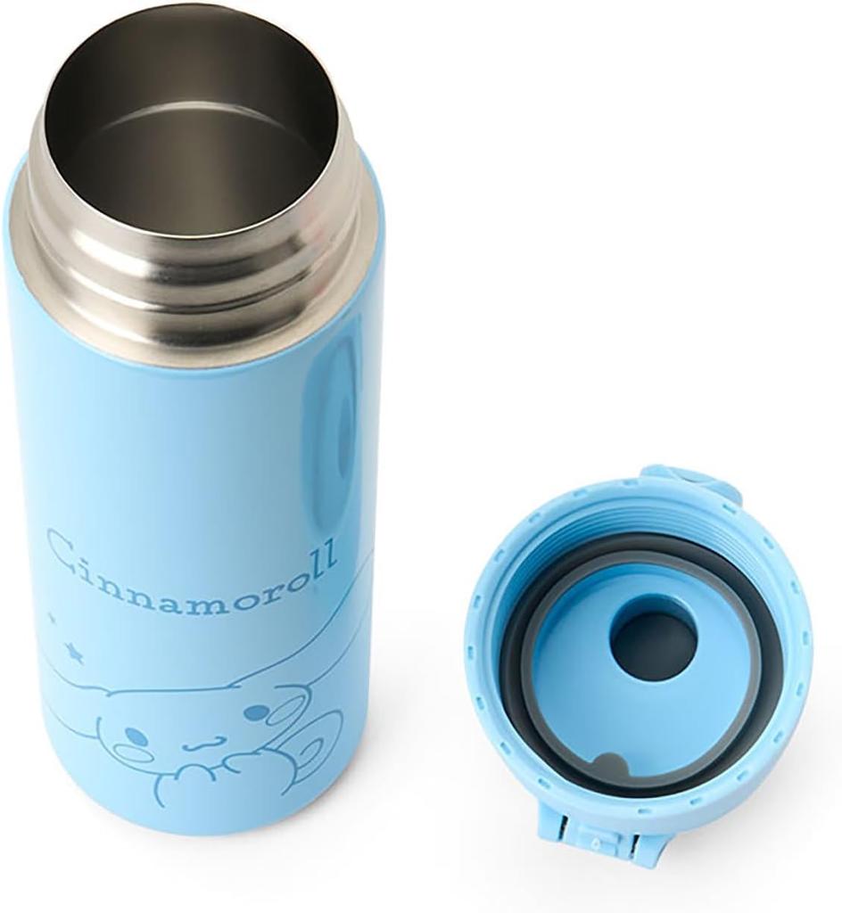 Sanrio Cinnamoroll Cinnamon Stainless Steel Water Bottle, Direct Drinking, Sports Bottle, One-Touch Bottle, Insulated, 470ml, with Cover, Set