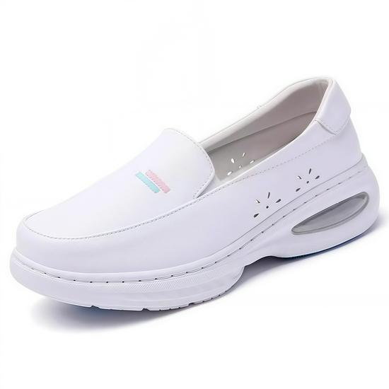 Women's Genuine Leather Breathable Nurse Shoes with Soft Air Cushion Sole