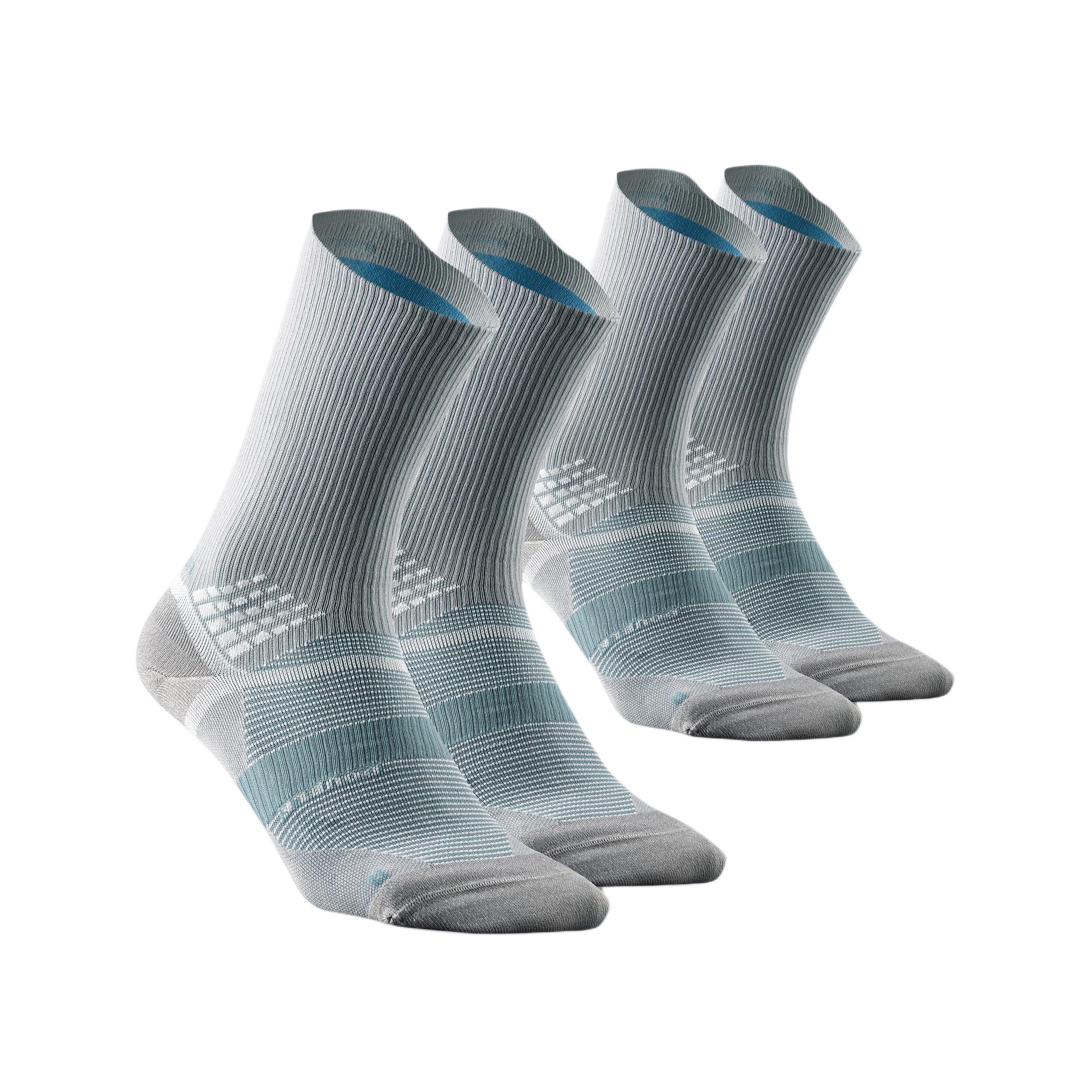 

DECATHLON Breathable Thickened High Top Socks Unisex 2 Pairs Light Smoky Grey/Cedar 39-42