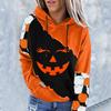 Dámská ležérní móda 2022 Halloween svetr s dlouhým rukávem a kapucí s potiskem