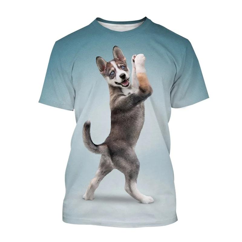 Sommer Lustiges T-Shirt Mit 3D-Aufdruck „Action Dog“ Für Herren, Streetwear, Mode, Lässig, Übergroßes T-Shirt Mit O-Ausschnitt Und Kurzen Ärmeln, Tees, Tops, Kleidung