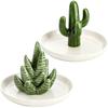 Ceramic Aloe Cactus Rings Holder Trinkets Tray Earrings Necklace Jewelry Organizers Christmas Birthday Gift for Women